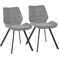 Set 2 Sedie per Sala da Pranzo Sgabelli Tessuto Seduta Ergonomica Colore Grigio
