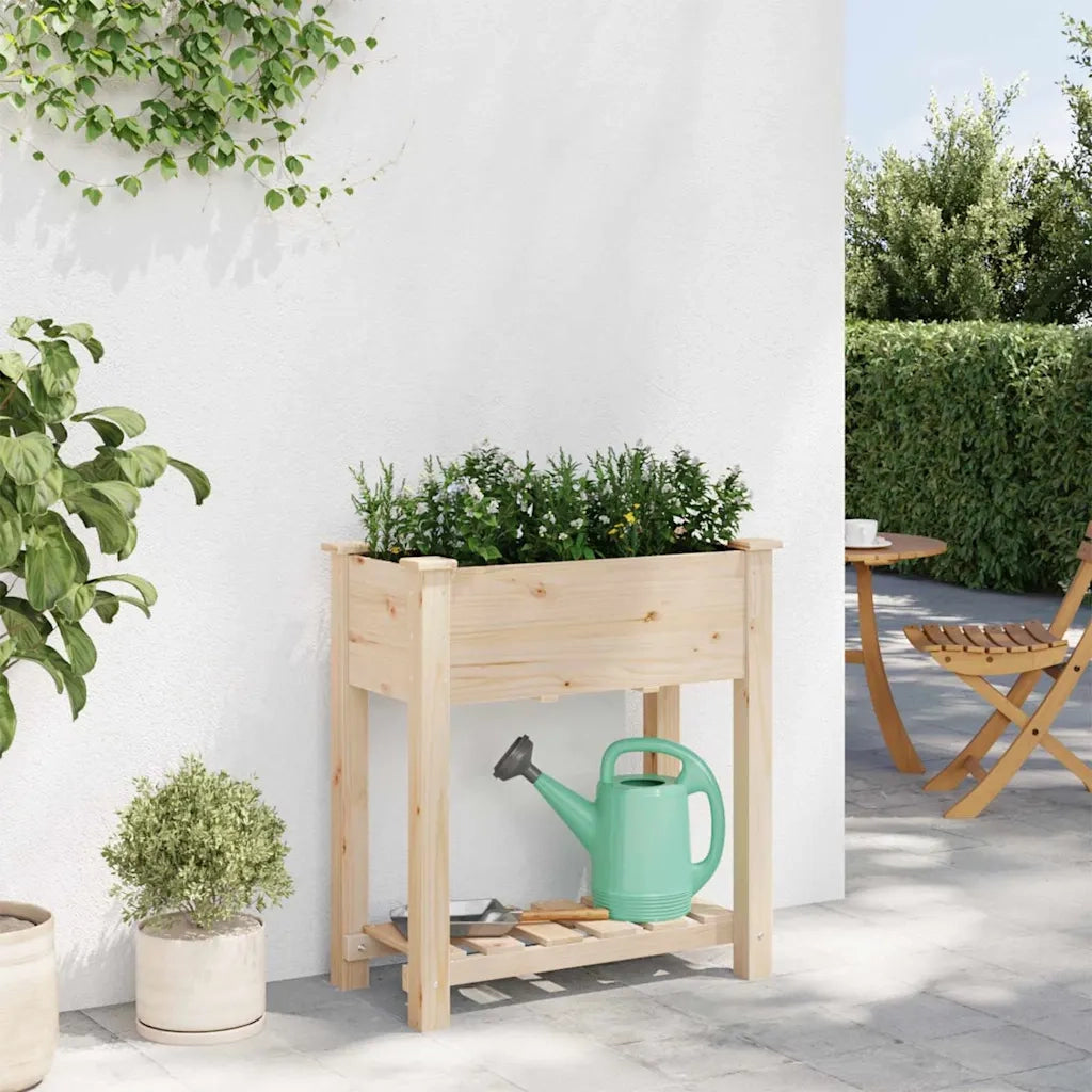 Fioriere | Cassetta per fiori | Vaso da giardino con lo scaffale Beige 71 x 37 x 76,5 cm