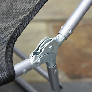 Lettino Prendisole Pieghevole da Giardino in Acciaio e Tessuto 185x56x24,5 cm  Nero