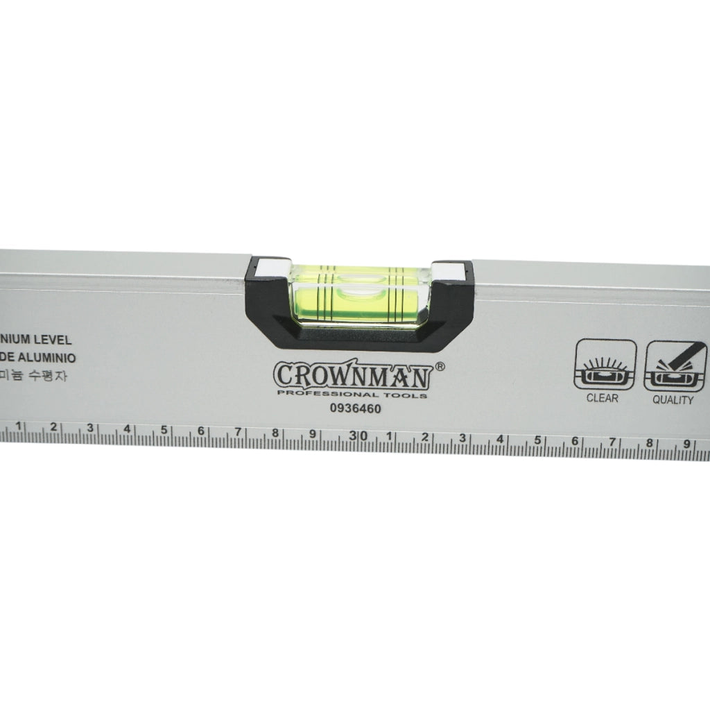 Livella magnetica in alluminio da 600 mm, con 3 bolle di livello e righello graduato da 0 a 60 cm, marca Crownman.