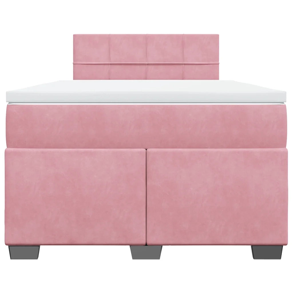 Giroletto a Molle con Materasso Rosa 120x190 cm in Velluto 3288563