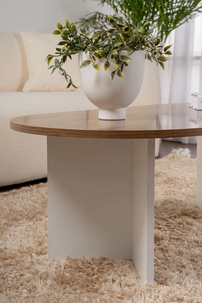 Tavolino da caffè in legno "Sabbia" - 60 x 119 x 40 cm - Noce Bianco