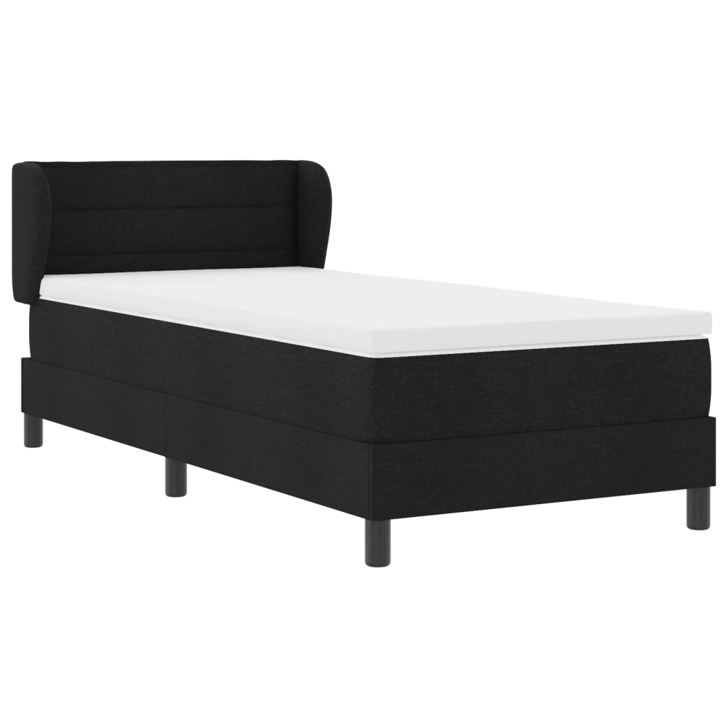 Letto Box Spring  con Materasso Nero 100x200 cm in Tessuto