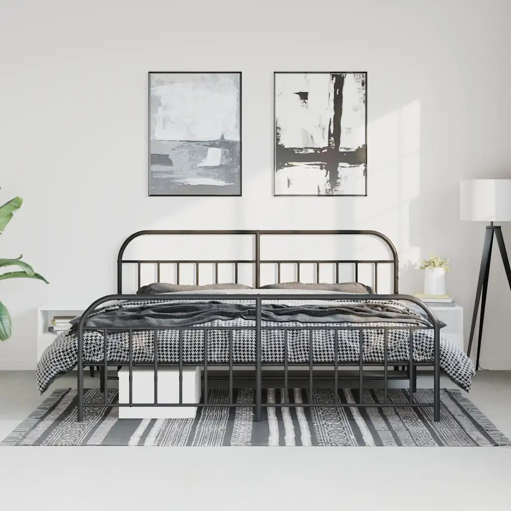 Giroletto con Testiera e Pediera Metallo Nero 183x213 cm 353658