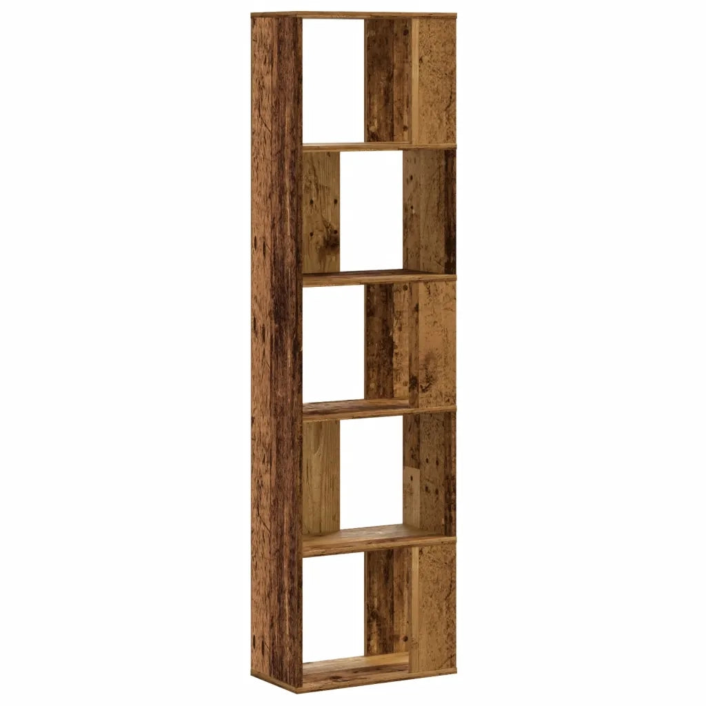Libreria 5 Ripiani-Scaffale per Libri-Mobile di Stoccaggio Legno Vecchio 45x23,5x162,5cm Multistrato