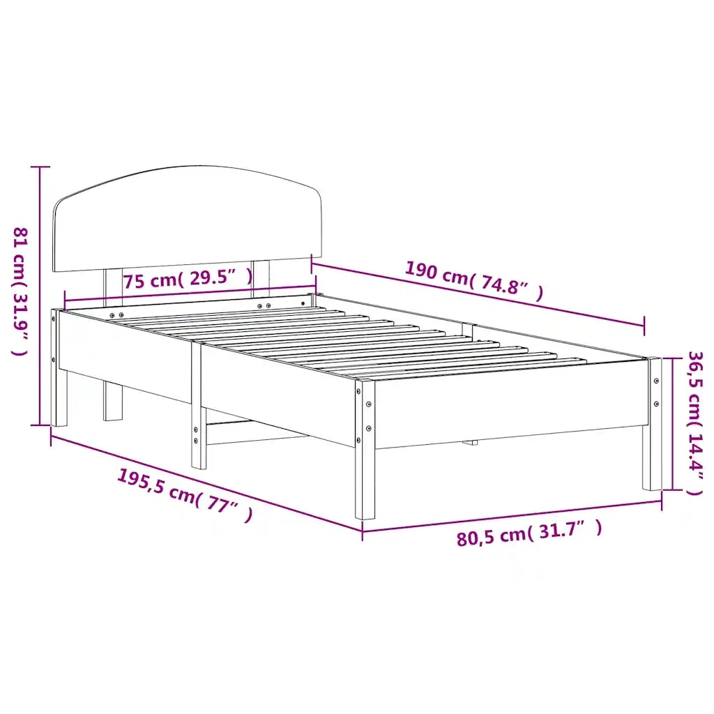 Letto senza Materasso Marrone Cera 75x190 cm in Legno di Pino 3207244