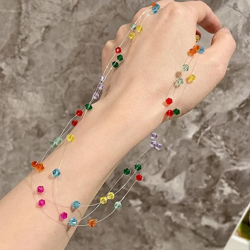 Collana fatta a mano con perline di cristallo colorate, dolce e graziosa, regalo di Natale o di compleanno.