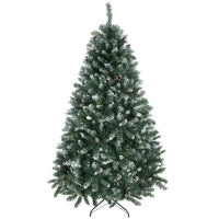 Albero di Natale Innevato Alto 180 cm con 910 Rami e Pigne, Base in Metallo Pieghevole, Verde