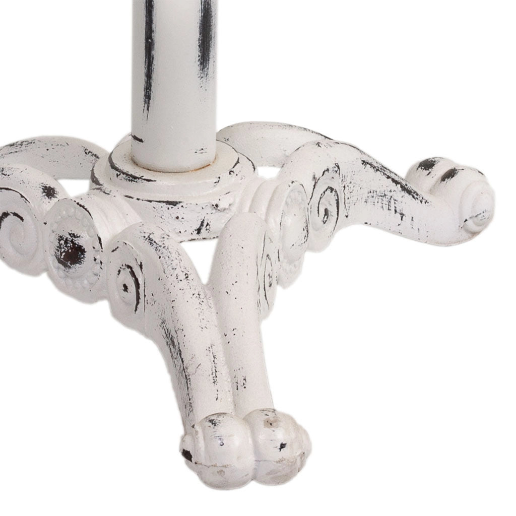 Sgabello in legno laccato bianco e metallo 44x34x80h