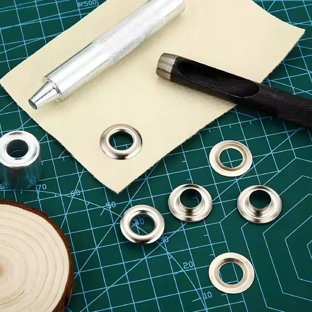 Set Occhielli Metallo 12mm ProKit – 100 Pezzi con Punzonatrice e Rivettatrice