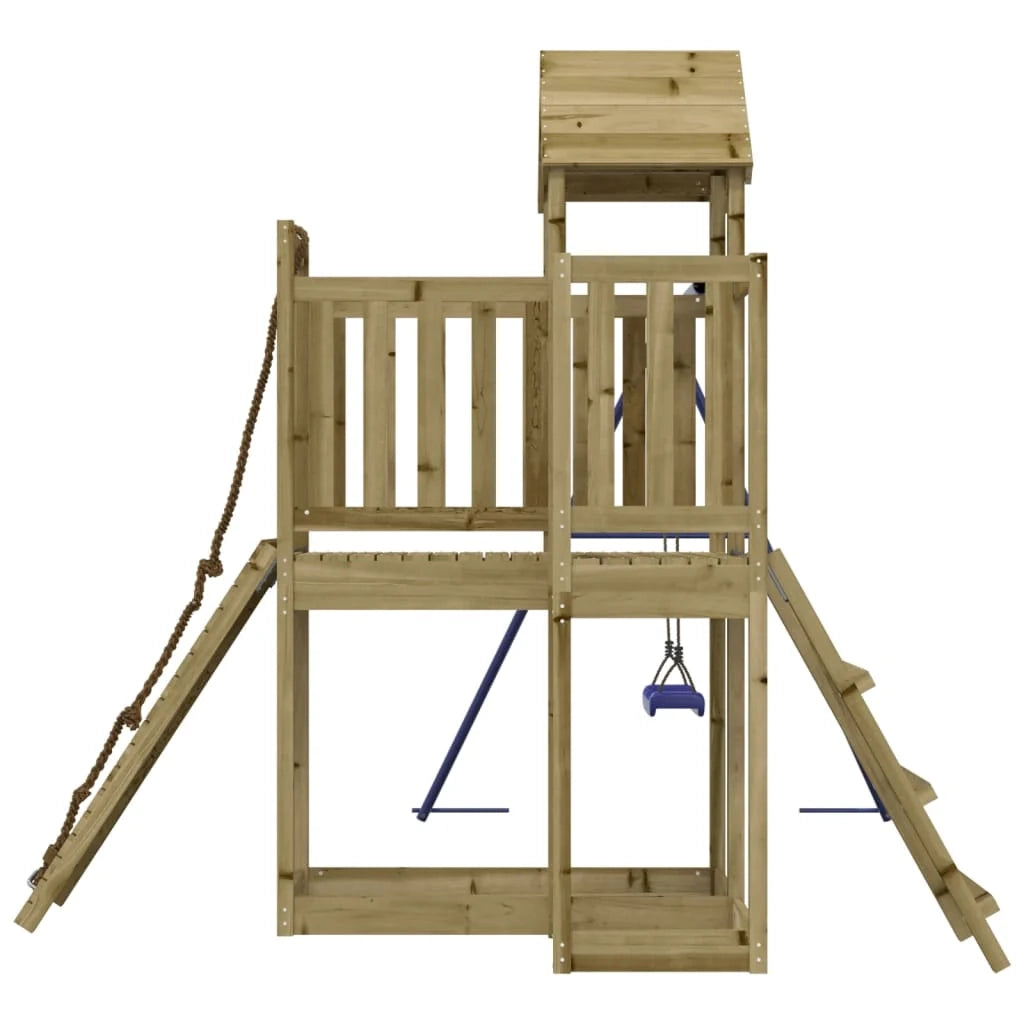 Altalene per parco giochi all'aperto scivolo altalene robuste giochi da giardino 286 x 248 x 214 cm legno di pino impregnato 02_0004743