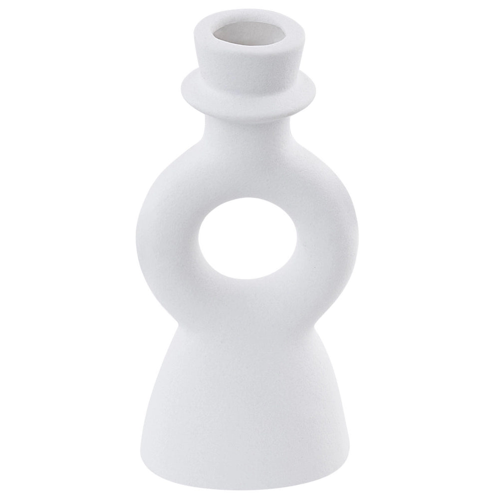 Candeliere ceramica bianco sporco 17 cm portacandele forma curva accessori decorazione