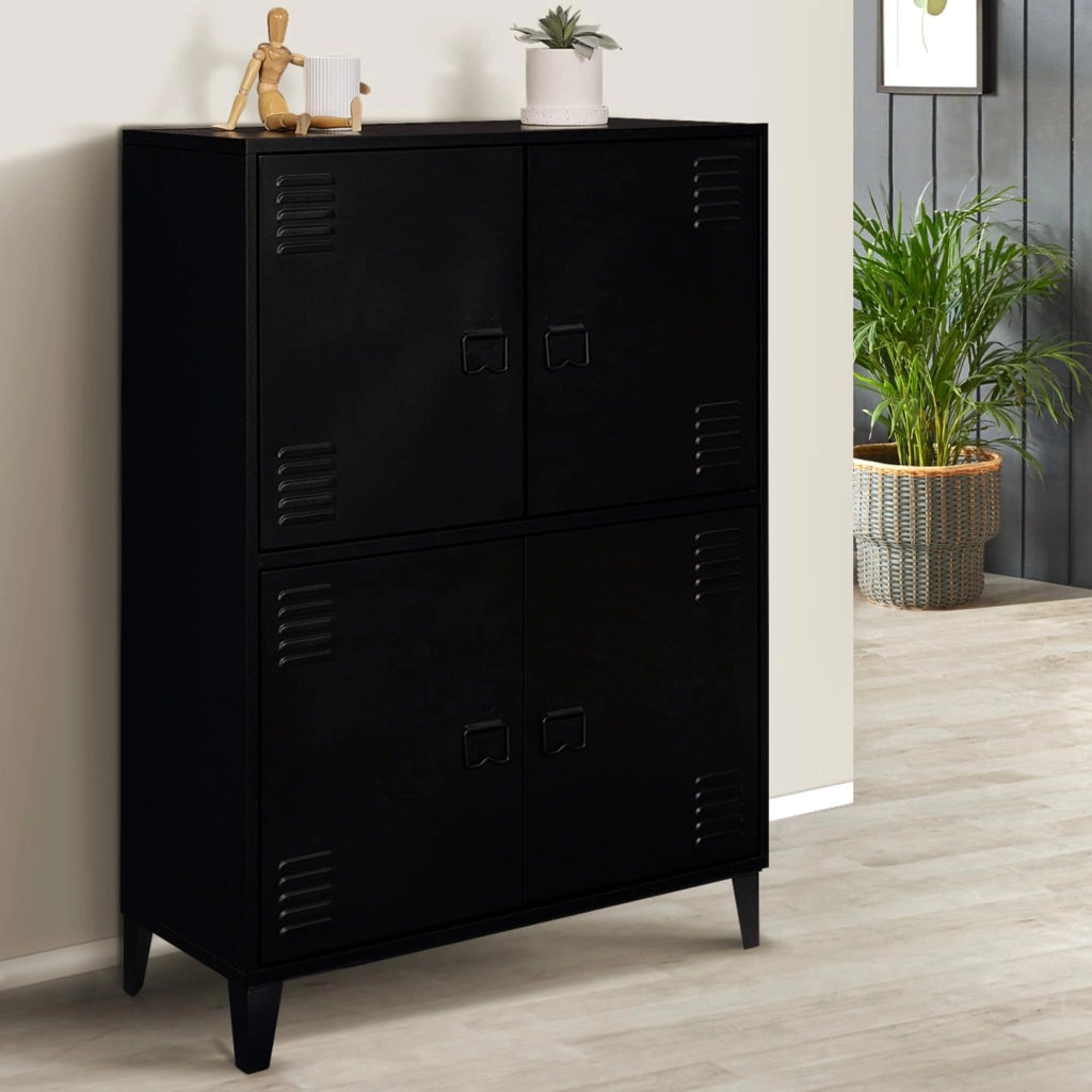 ESTER Armadio di design industriale a 4 ante in metallo nero