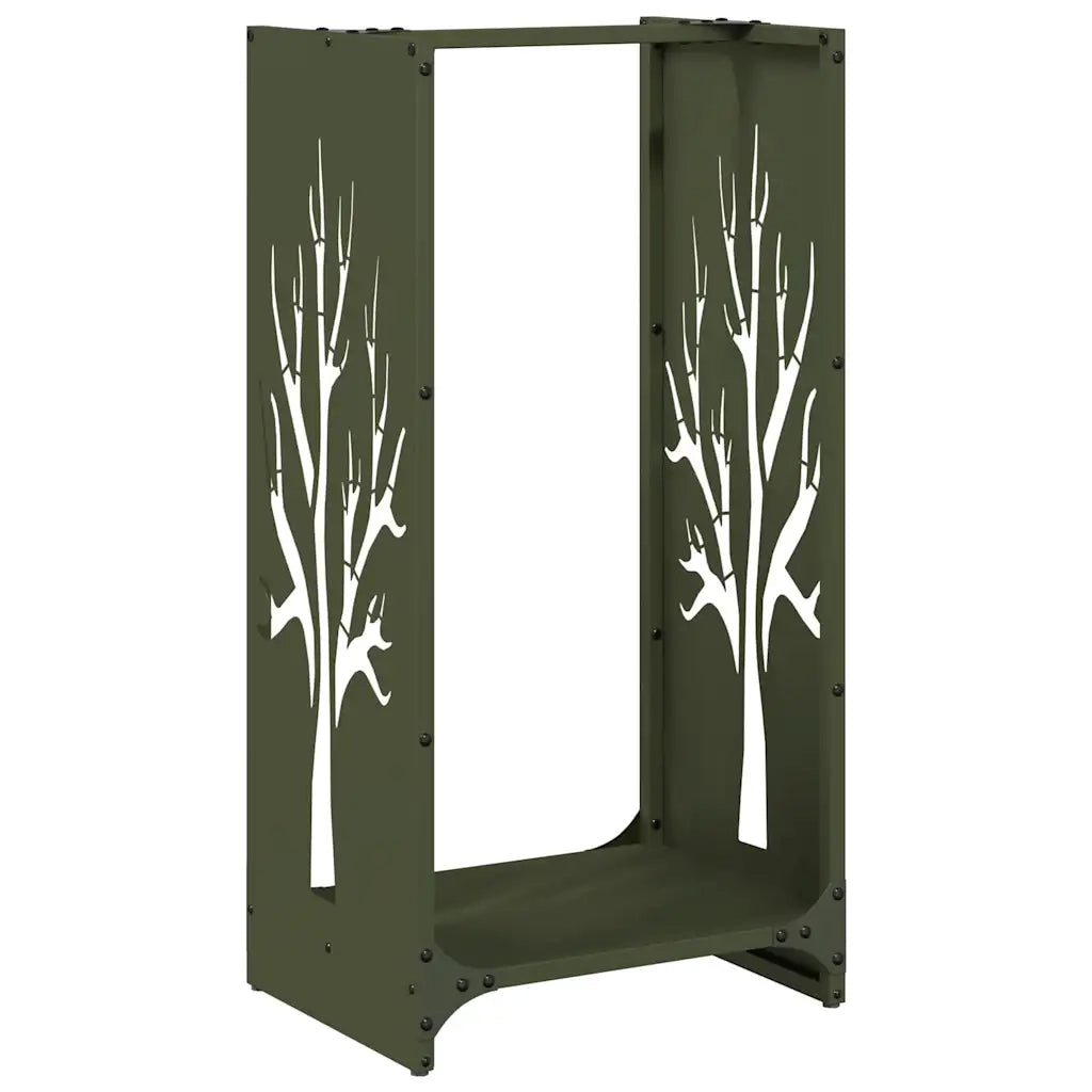 Rastrelliera per Legna da Ardere Verde Oliva 40x30x80 cm 864228