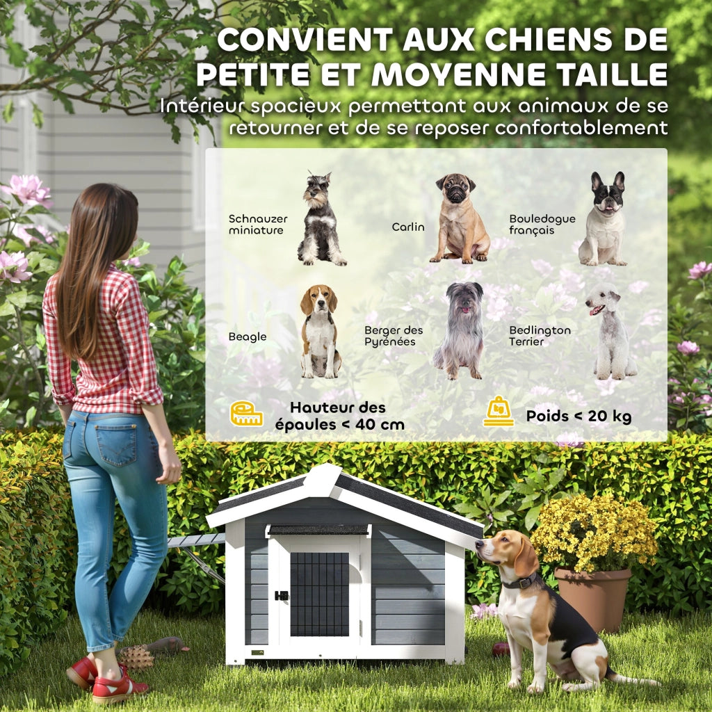 Casetta per Cane da Giardino Esterno con Tetto Impermeabile ¨C zephmum ¨C 98x76x69,5cm Grigio