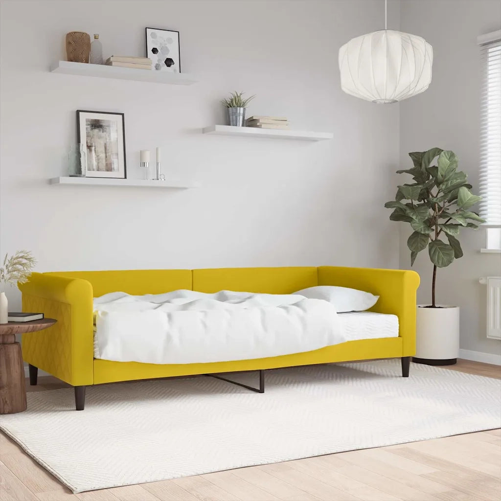 Divano Letto con Materasso Giallo 90x200 cm in Velluto 3197752