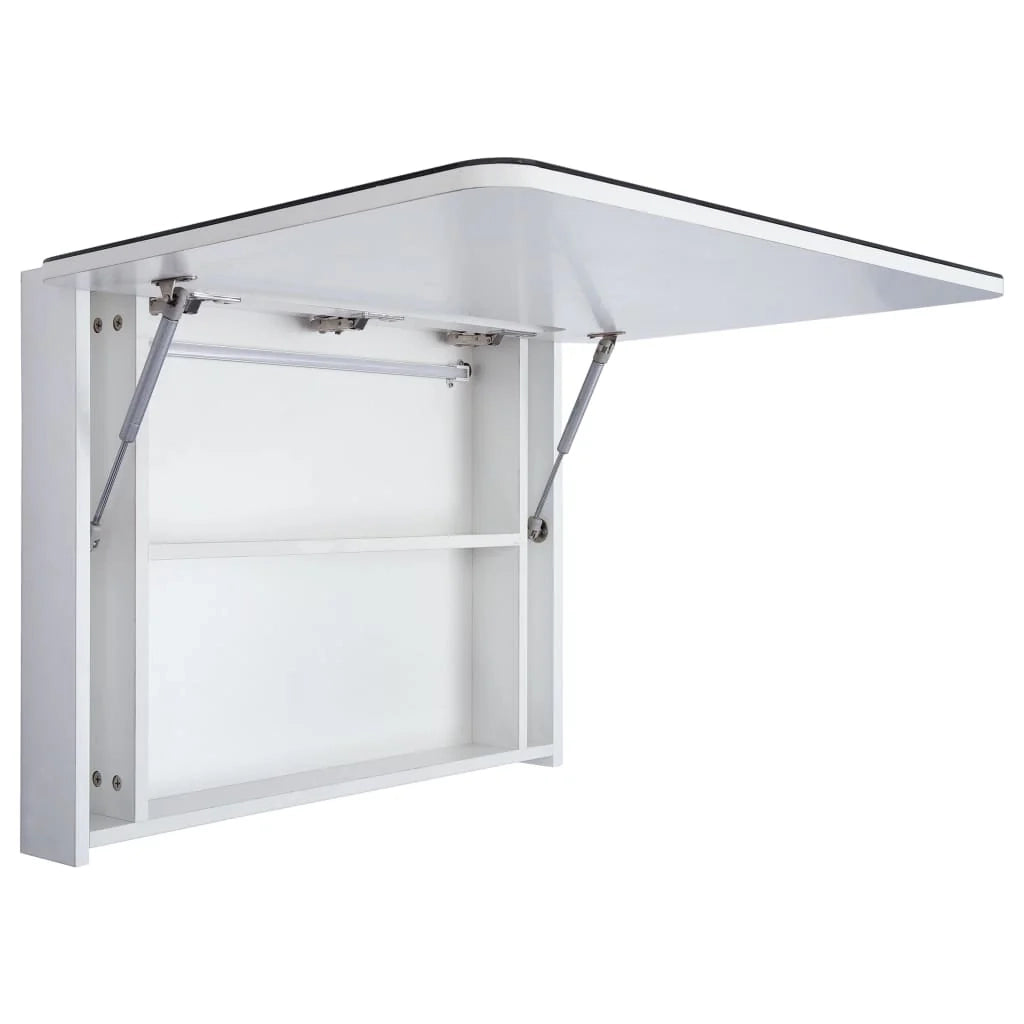 Mobiletto da bagno con specchio LED 80 x 9,5 x 55 cm MDF bianco 02_0006570