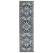 Tappeto passatoia grigio e blu poliestere 80 x 300 cm decorazioni orientali invecchiate per la camera da letto del soggiorno