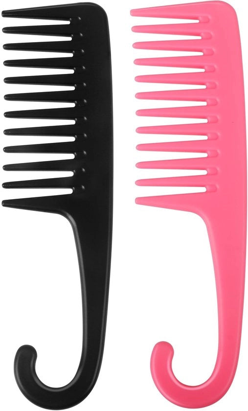 Set di pettini per doccia - Pettini a denti larghi - Ideali per sciogliere - 2 pezzi - Adatti per capelli umidi o ricci - Adatti per capelli lunghi