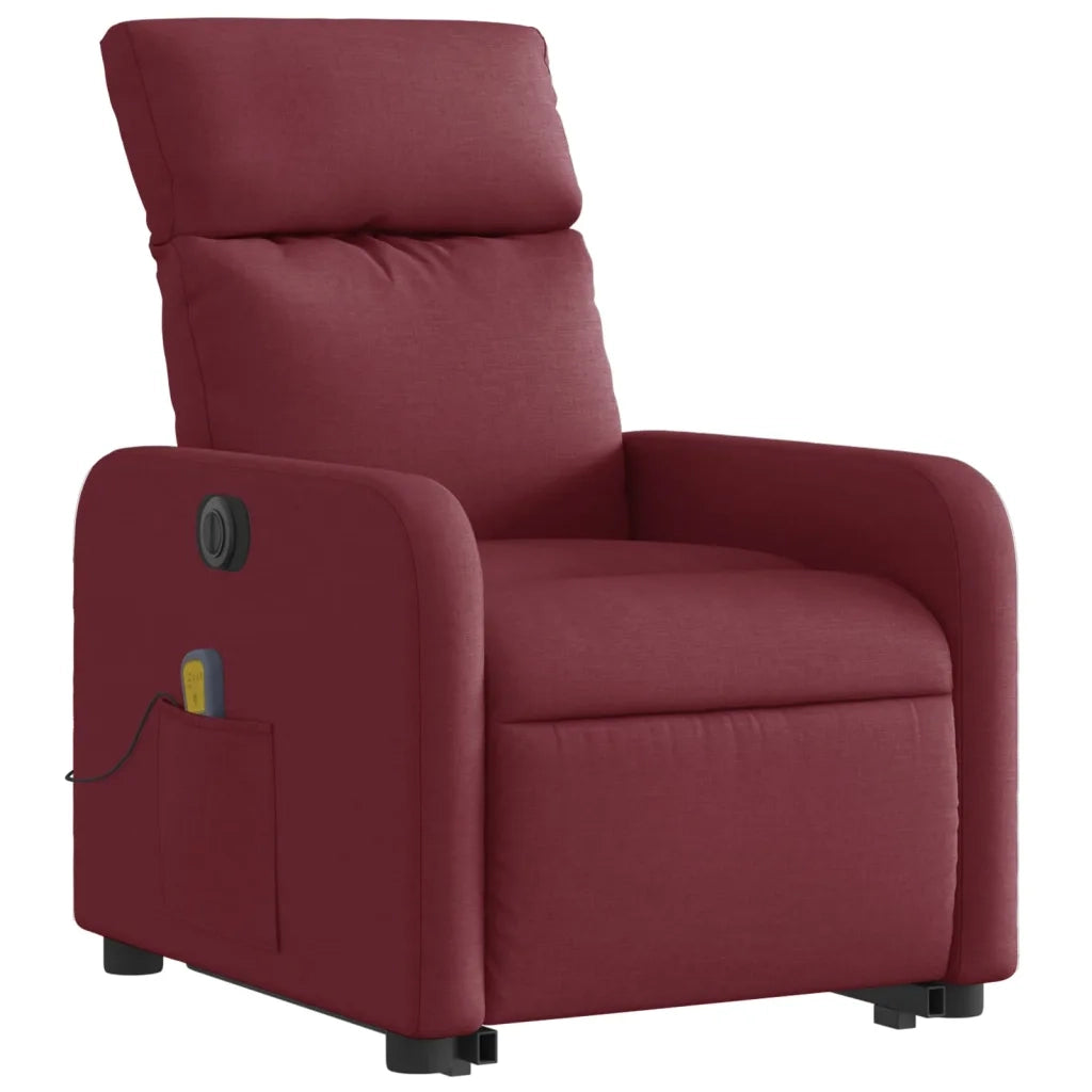Poltrona Alzapersona Massaggiante Elettrica Rosso Vino Tessuto 3206729