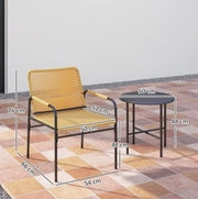 Set bistrò da esterno 3 pezzi in PE rattan e acciaio; giallo