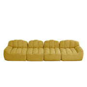 Divano modulare 4 posti senza struttura; seduta profonda; schiuma 32D; fleece granulato giallo