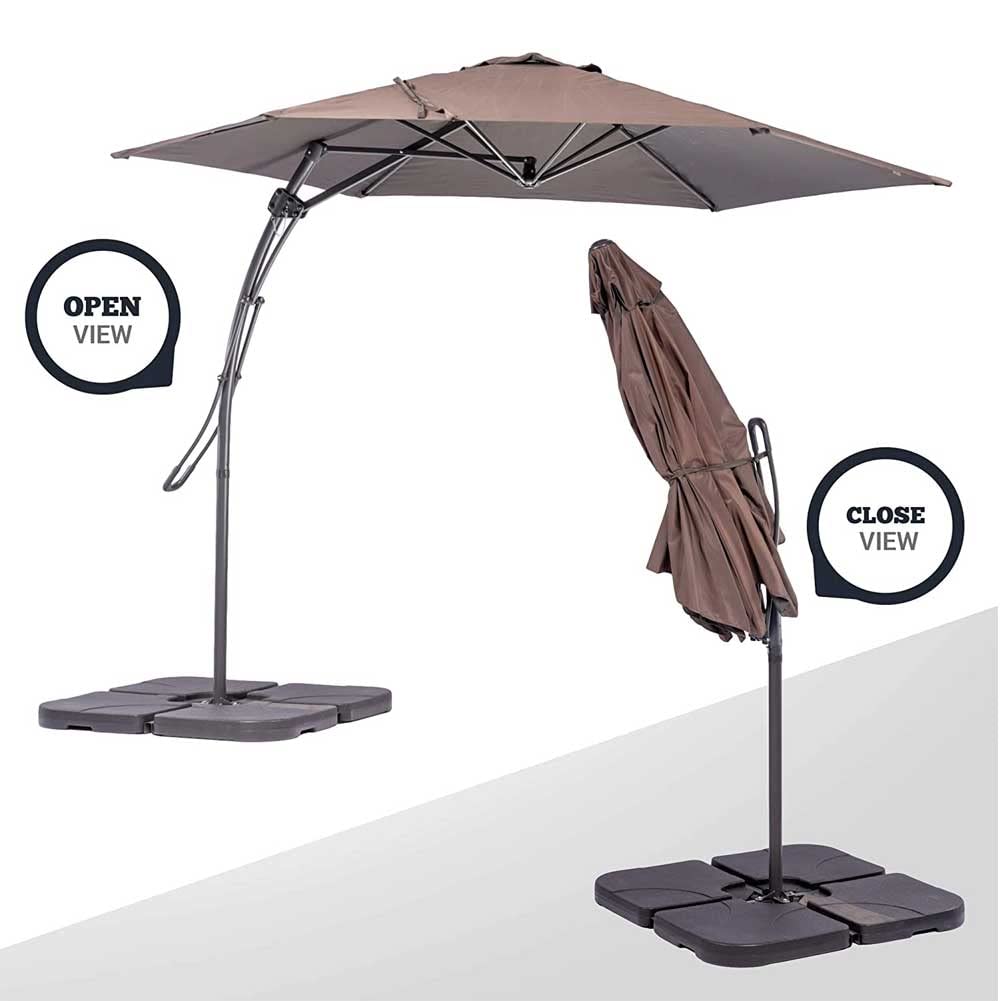 Ombrellone da Giardino Tortora Decentrato 3 x 3 Mt Base a Croce Sistema Air Vent