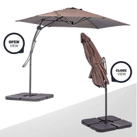 Ombrellone da Giardino Tortora Decentrato 3 x 3 Mt Base a Croce Sistema Air Vent