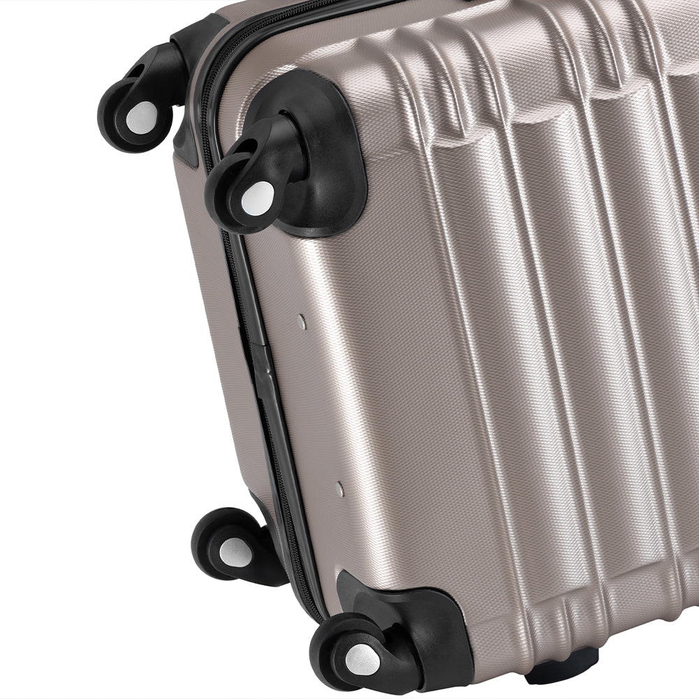 Set 4 Valigie Rigide con Ruote Easy Roll Trolley Bagaglio mano Viaggio Champagne