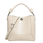 Borsa tote da donna in vera pelle, ideale per viaggi e viaggi, colore bianco.