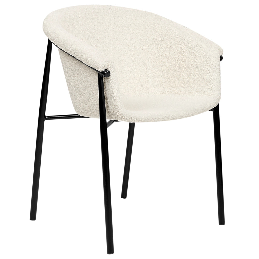 Set di 2 sedie da pranzo con imbottitura in tessuto bianco sporco Seduta da pranzo dal design moderno e contemporaneo