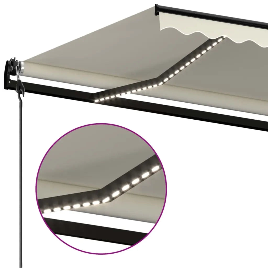 Tenda Automatica con Sensore Vento e LED 500x300 cm Crema 3069152