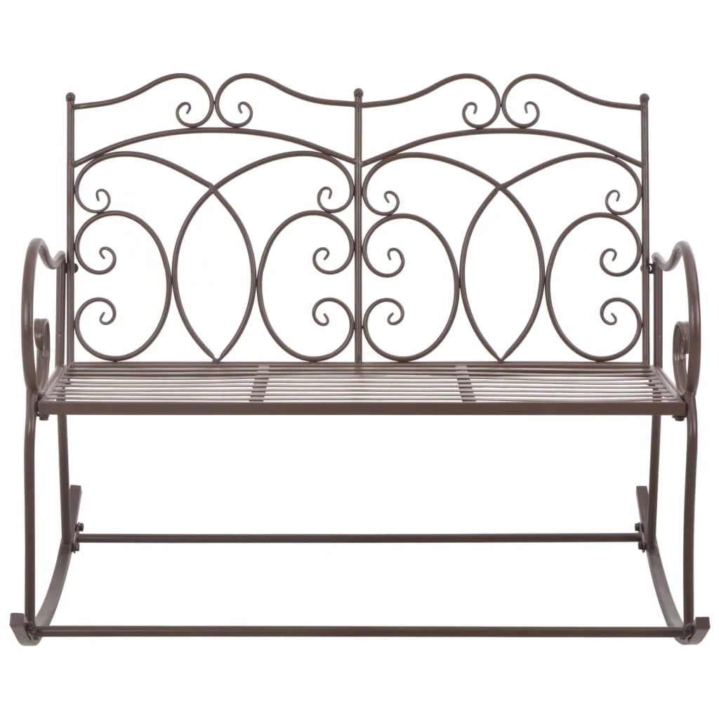 Panca da giardino mobili da esterno per patio terrazza 104 x 83 x 89 cm ferro marrone anticato 02_0011149