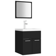 Set Mobili da Bagno | Armadio da bagno Nero in Legno Multistrato