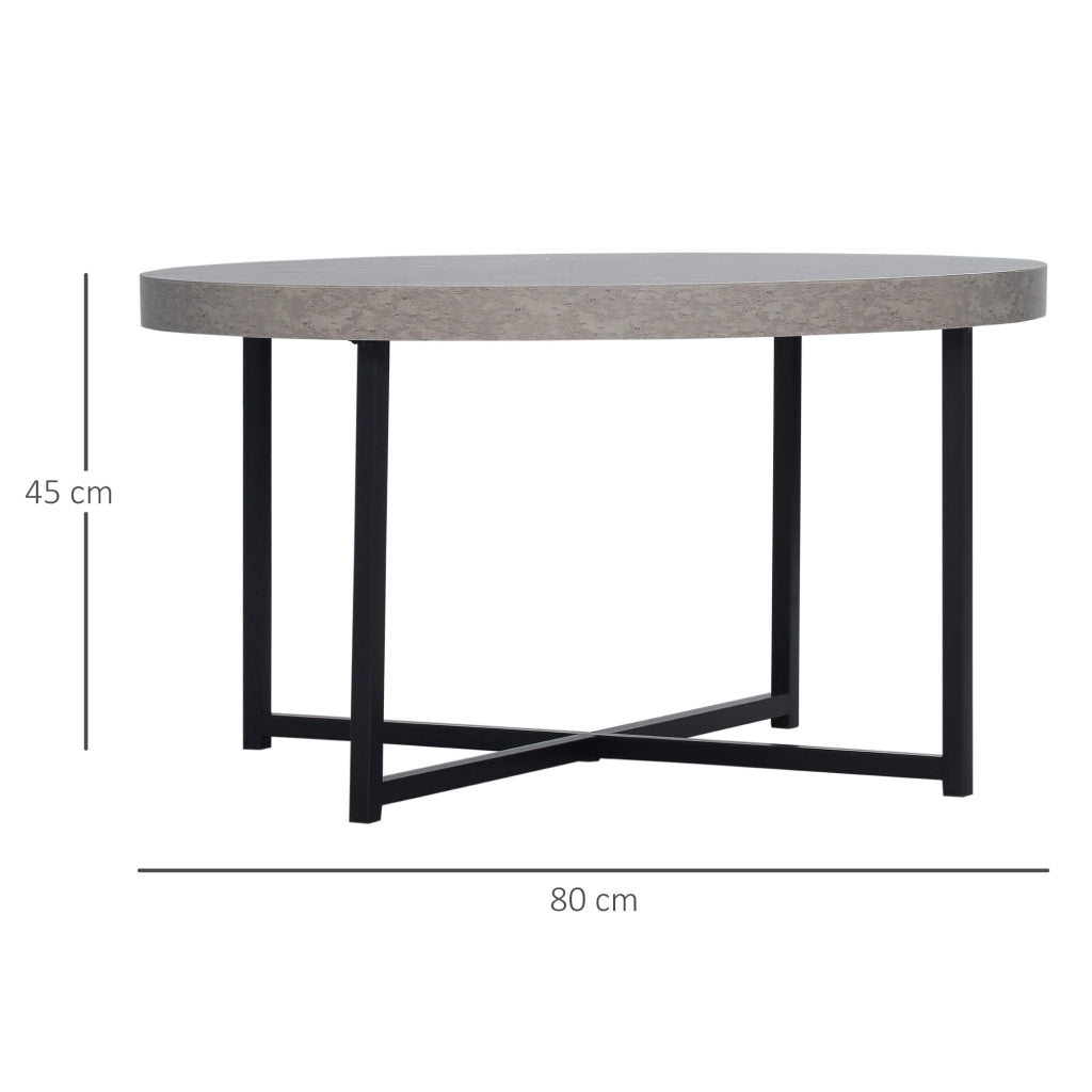 Tavolino da caff¨¨ rotondo effetto cemento in legno e metallo ¨C zephmum ¨C ?80x45 cm
