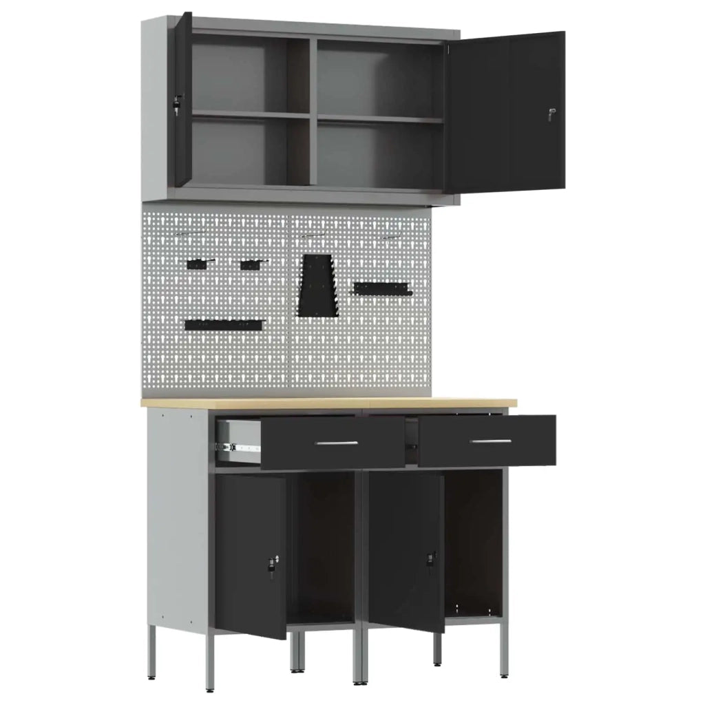 Mobile da lavoro 5 pcs Nero Legno ingegnerizzato e acciaio 3321416