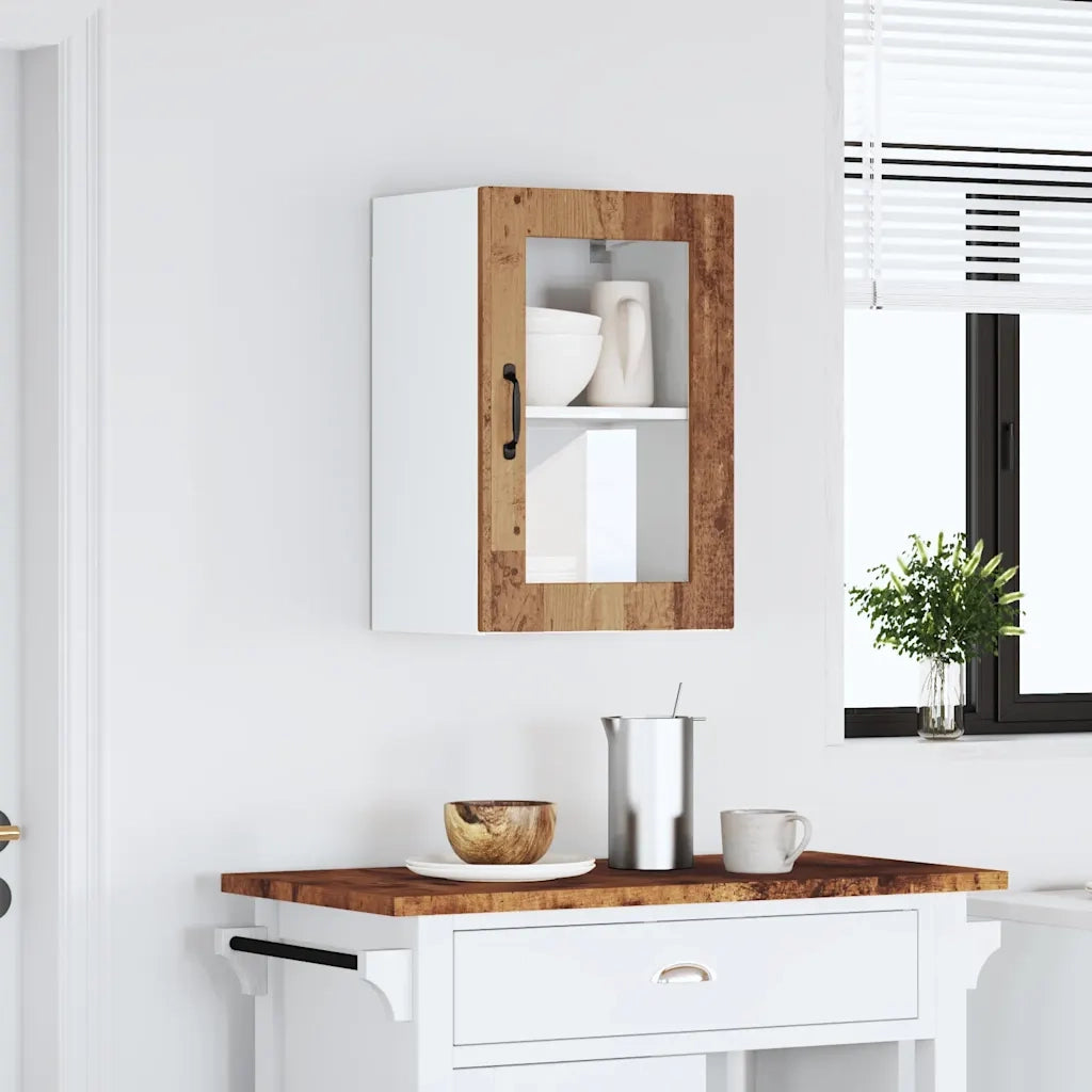 Pensile da Cucina con Porta in Vetro Porto Legno Vecchio