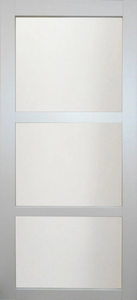 Porta scorrevole in vetro 'Greyria' H204 x L73 + binario bianco + 2 conchiglie