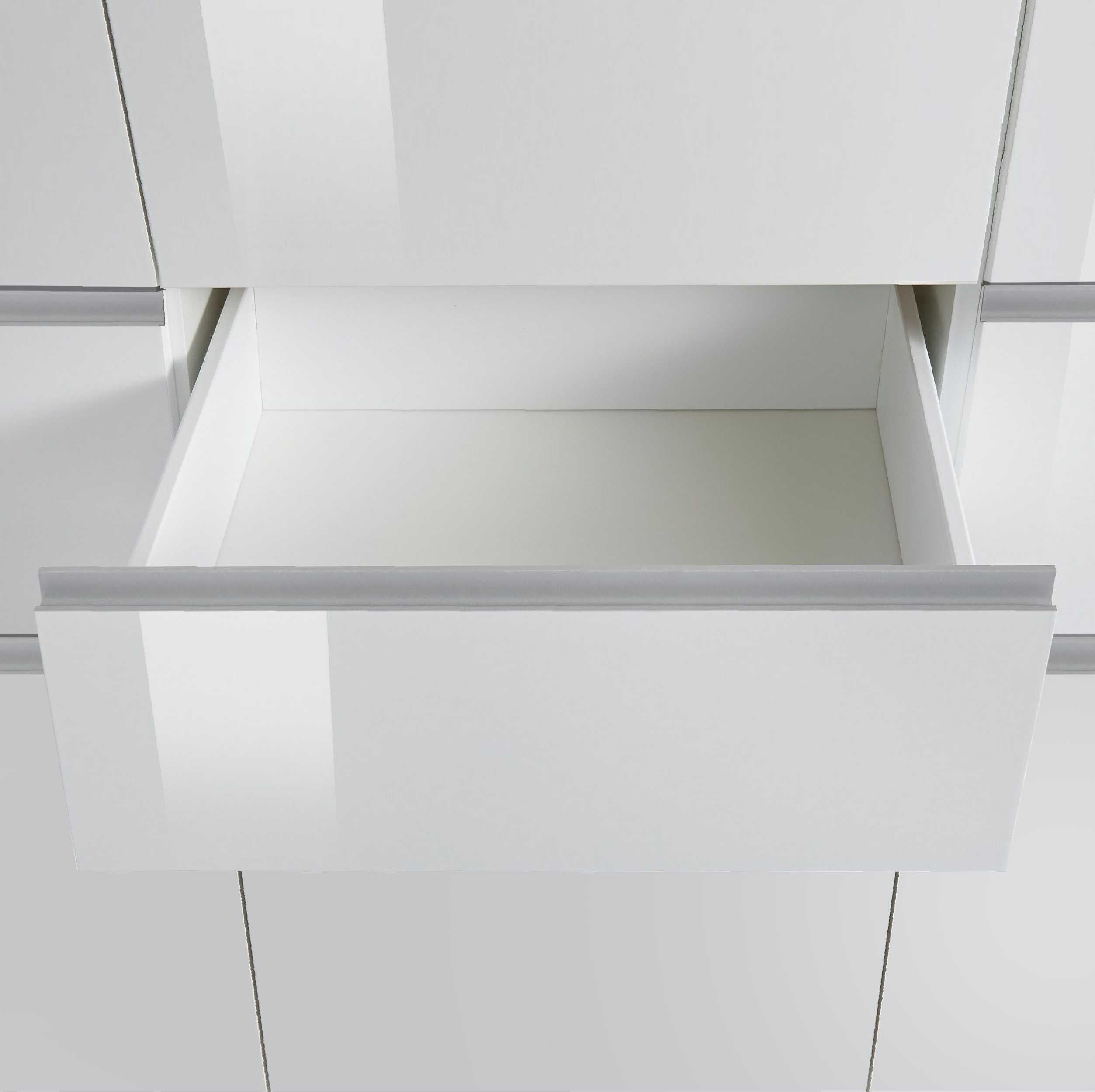 Credenza a cassettiera Magic 4 ante e 4 cassetti bianco lucido 240x40x80 cm