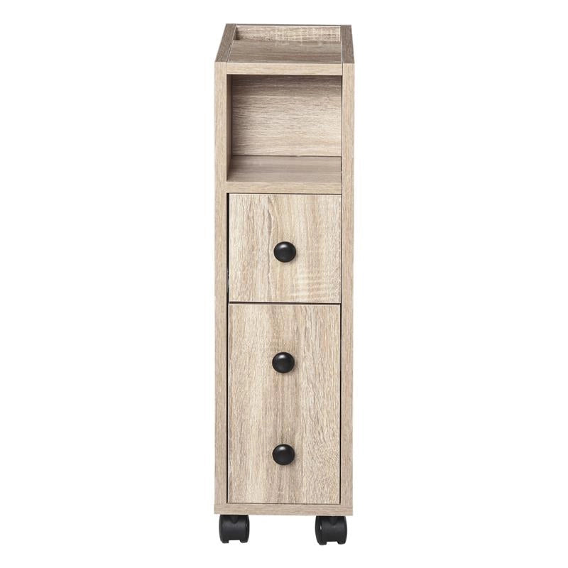 ARMADIETTO DA BAGNO A COLONNA DESIGN COMPATTO 4 RUOTE COLOR ROVERE