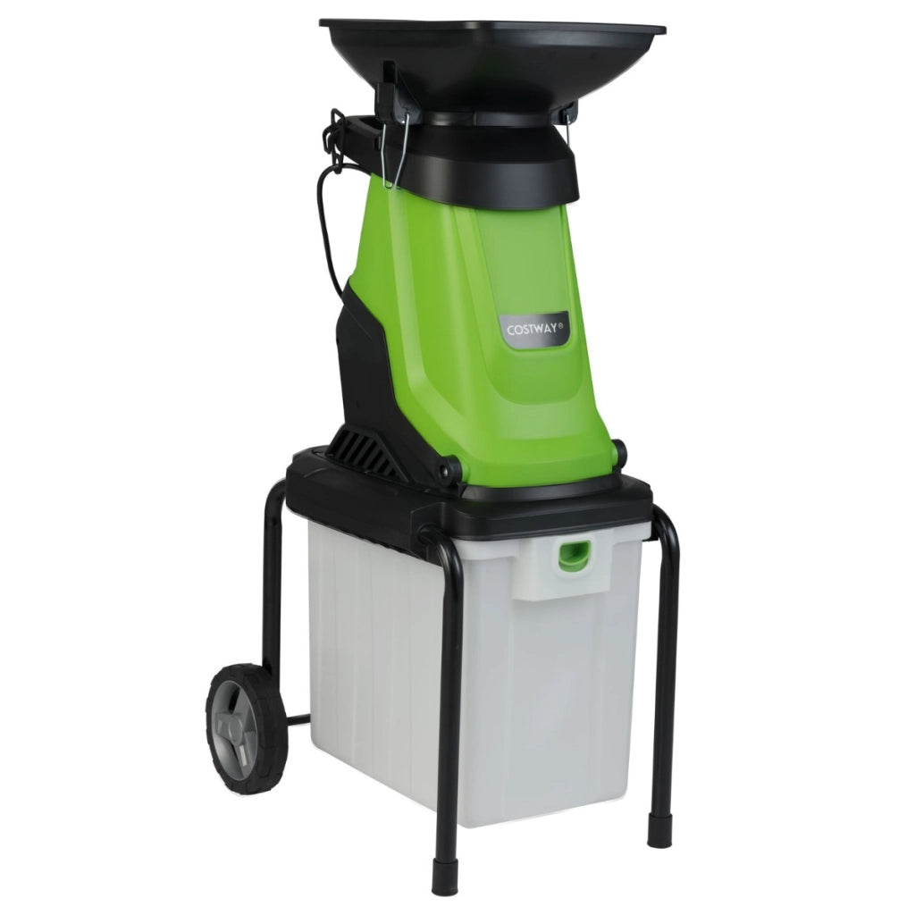 Trituratore elettrico per legno tritatutto da giardino da 3000 w con cestino da 50 l, Trituratore mulching elettrico a fili Verde-Attrezzi da giardino