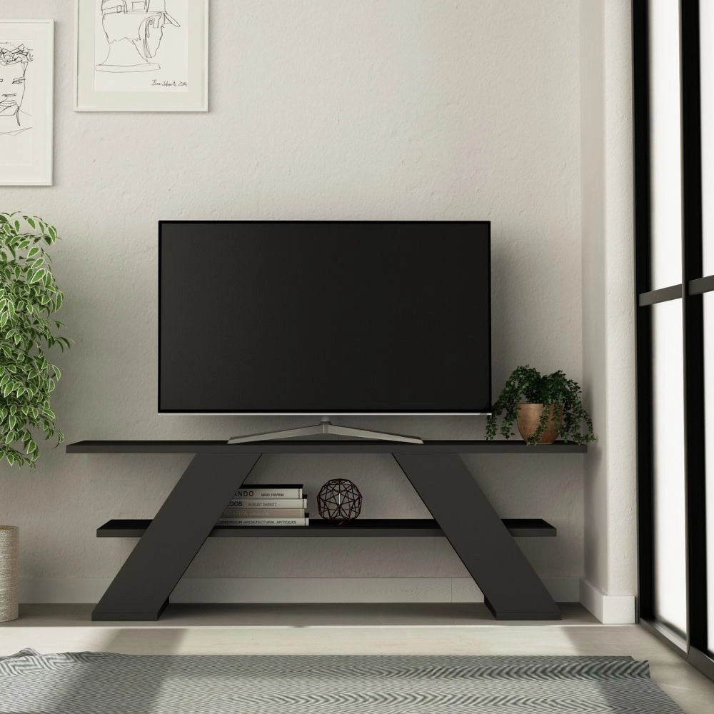 Mobile porta Tv aperto 2 ripiani Farfalla 120 colore antracite