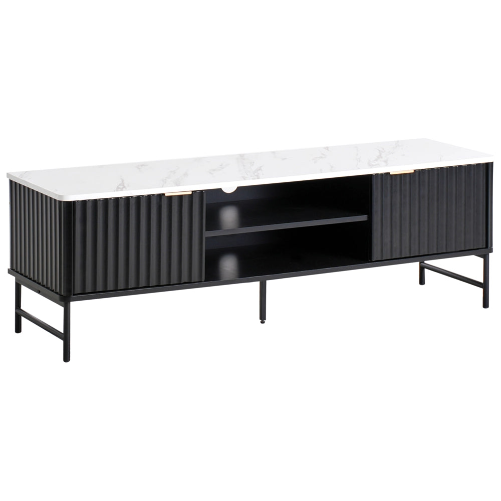 Mobile TV in MDF nero effetto marmo moderno 140 x 40 cm stile moderno contemporaneo