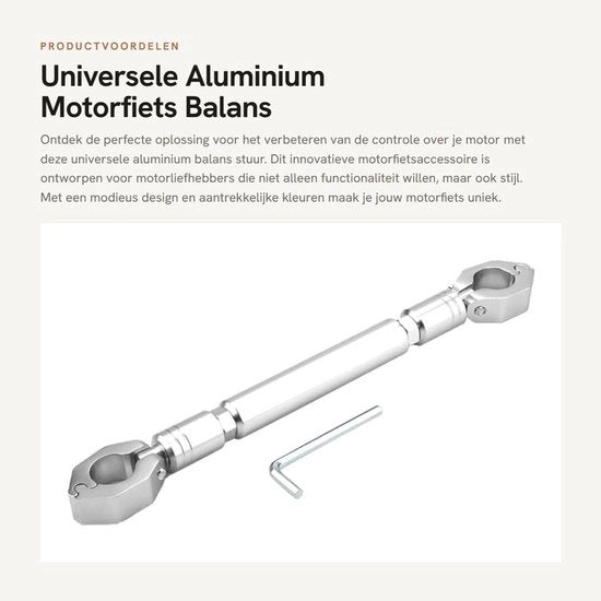 Accessorio per motocicletta in alluminio universale, bilanciere del manubrio, stilo del manubrio, adatto per manubri da 22mm, colore argento.