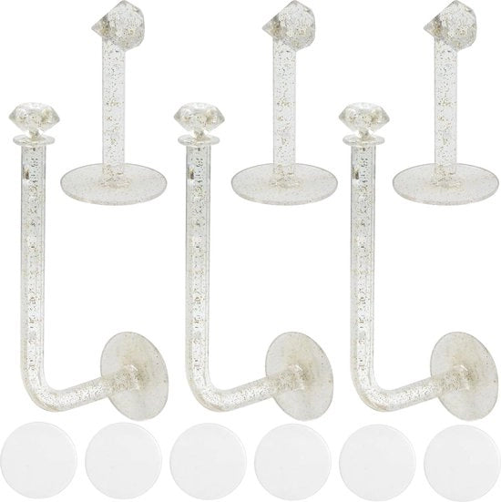 Organizzatore per gioielli, trasparente, glitterante, verticale, custodia per gioielli, fascia per capelli, organizzatore per orologi, set di 6 pezzi, piccolo, grande