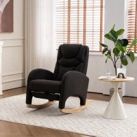 Poltrona relax a dondolo con braccioli, struttura imbottita ed ergonomica, 66x96-125.5x99 cm, Grigo Scuro
