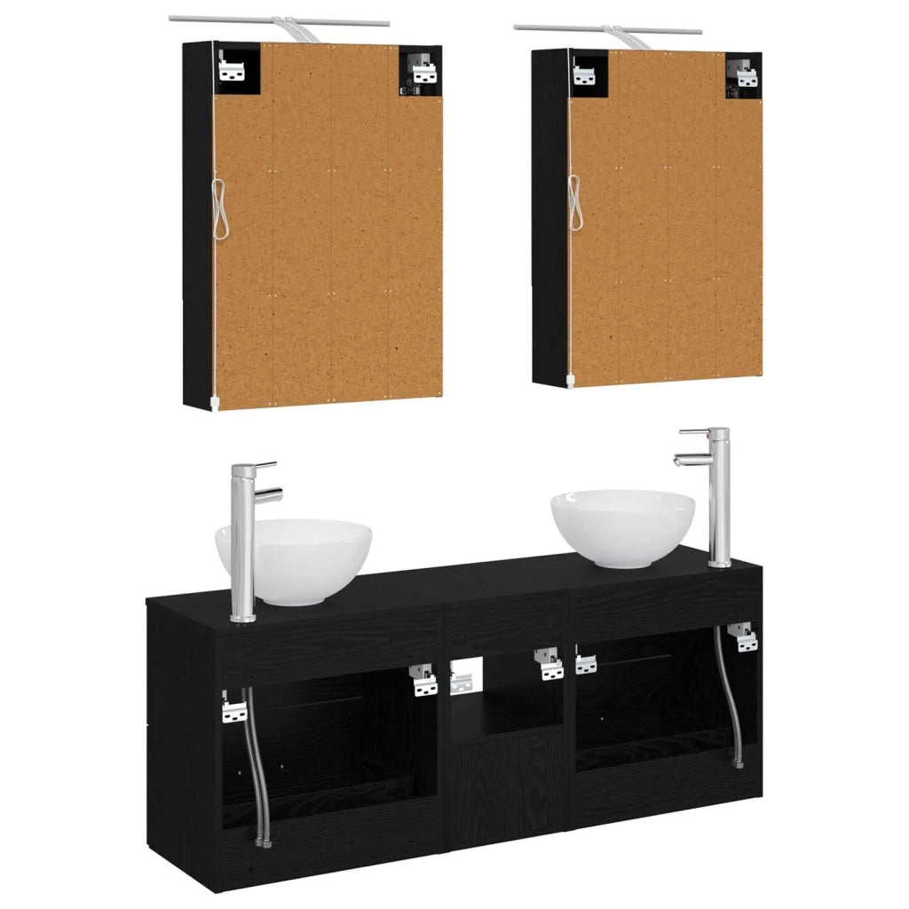 Set di Armadi da Bagno 5 pcs Rovere Nero 50 x 14,5 x 70 cm 3406680