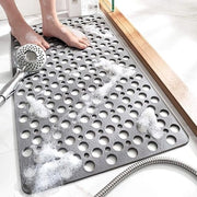 Mat per bagno con fori antiscivolo, zucca per fissaggio, mat per pavimento antiscivolo, colore grigio, 76 x 43 cm
