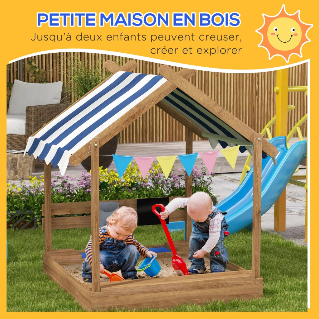 Casetta da gioco con sabbiera e lavandino per bambini ¨C zephmum ¨C 124x116x146 cm nero
