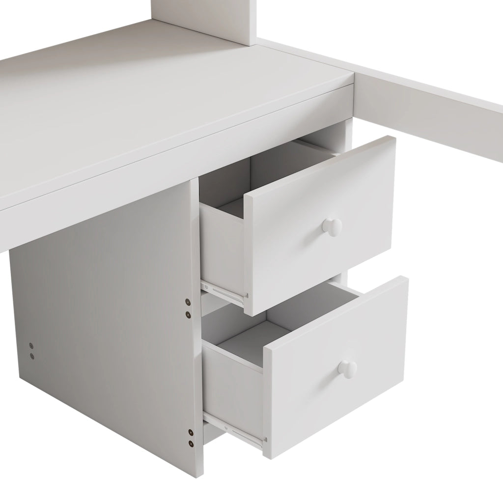 LETTO A SOPPALCO 90x200 cm con scrivania e cassetti in legno di pino bianco